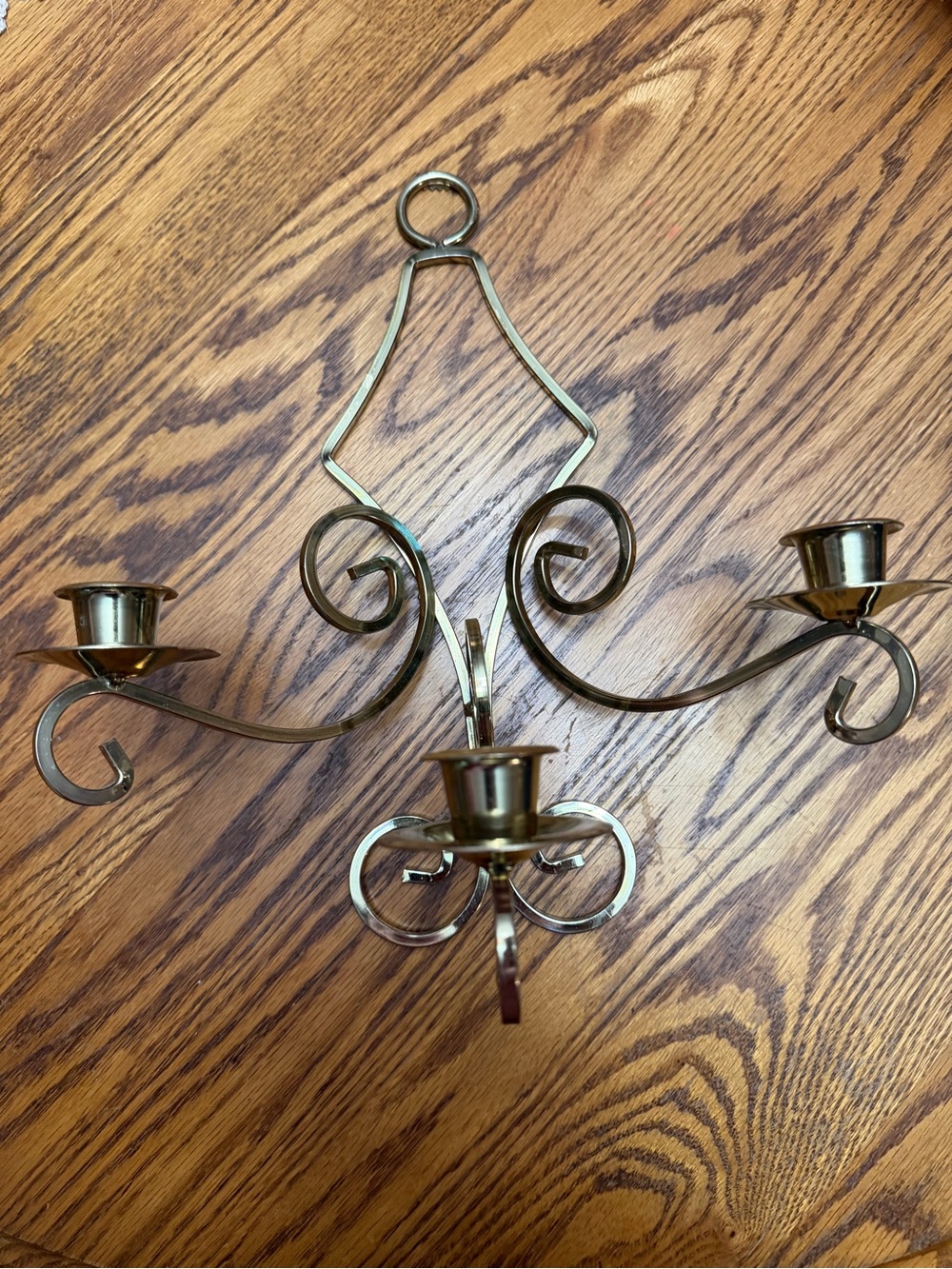 Home Interiors 3 Candle Sconce Wall Hanging Metal Brass Color